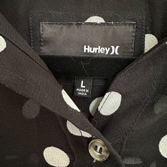 Hurley Black and White Polka Dot‎ Womens Long Sleeve Blouse Size Large - Picture 4 of 7